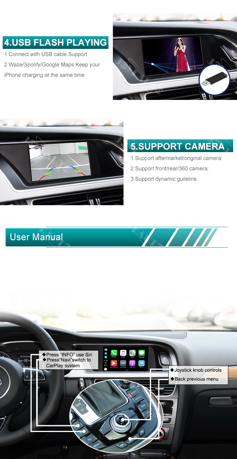 JOYEAUTO - Kit inalámbrico Carplay Android para Audi A3 MMI 3G A4 A5 Q2 Q7  B9 Carplay Decodificador, actualización de pantalla de fábrica, espejo de