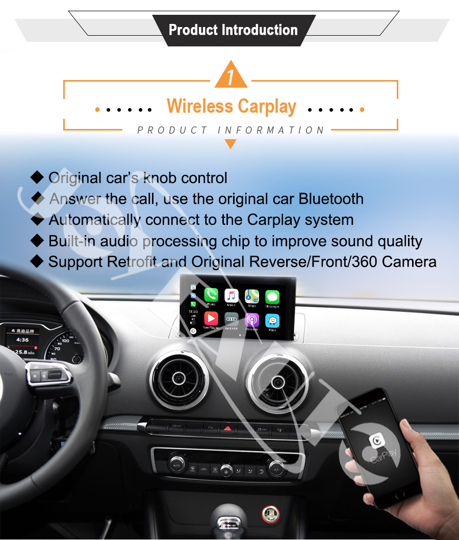 Ninetom Wireless CarPlay Android Auto Retrofit Kit for 2013-2018 Audi  A3/S3, Carplay Module Receiver Box Support Navigation, Maps, Music,  Mirroring