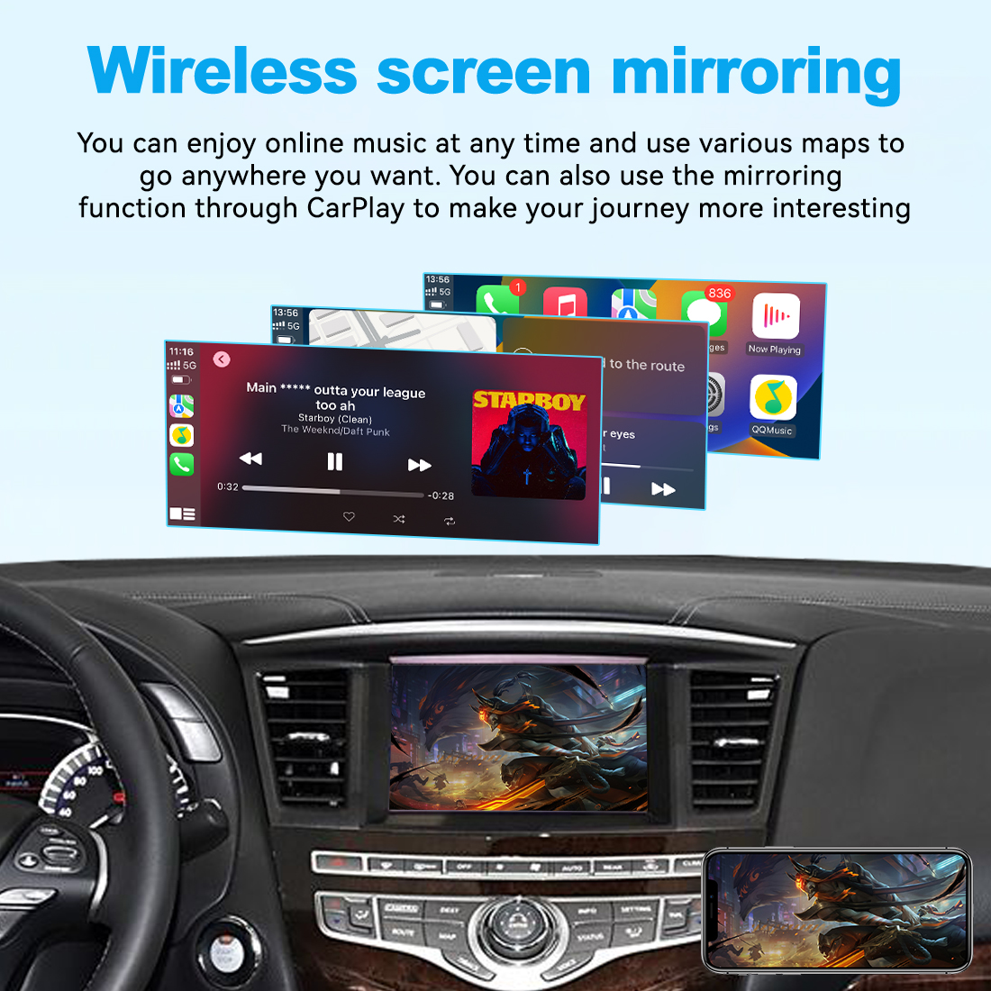 JoyeAuto Wireless CarPlay & Android Auto for 2015-2019 Infiniti QX60, Q70 & QX70 - Image 6