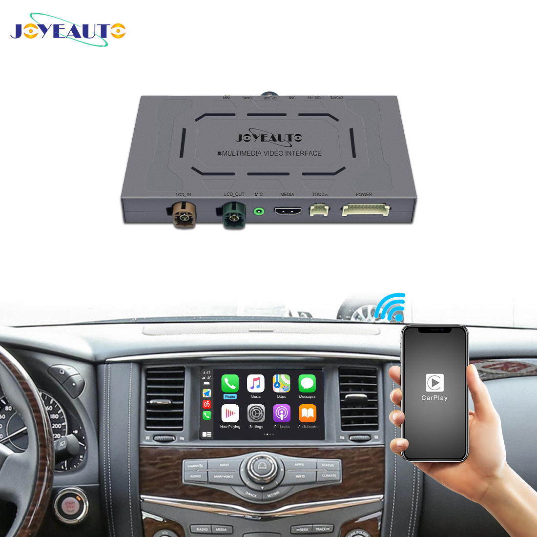 JoyeAuto Wireless CarPlay & Android Auto for Nissan Patrol & Infiniti Dual Screen
