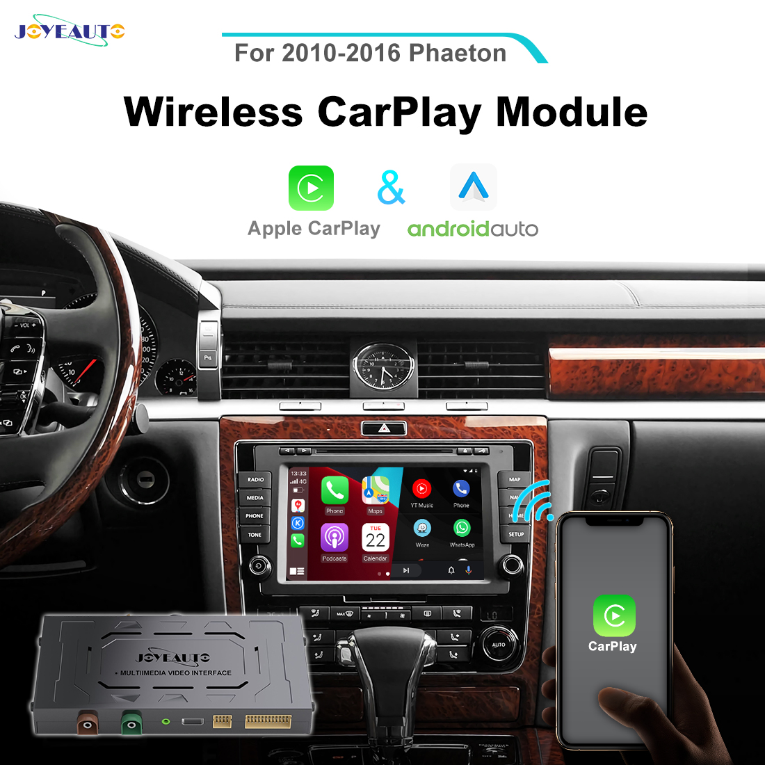 JoyeAuto Wireless CarPlay & Android Auto for Volkswagen Phaeton