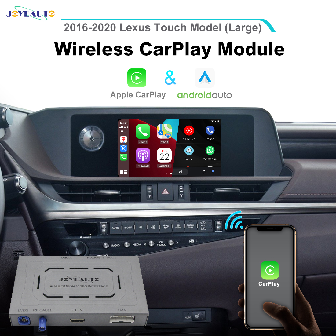 JoyeAuto Wireless CarPlay & Android Auto for Lexus with Touch Panel (2016-2020)