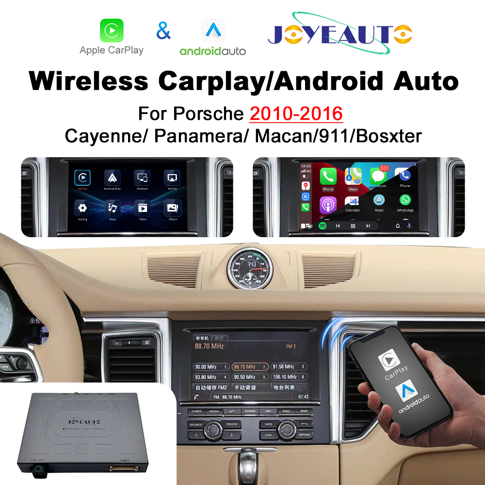 JoyeAuto Wireless Apple CarPlay Android Auto Retrofit Kit for Porsche Cayenne 958 911 991 Macan Boxster Cayman 981 Panamera 970 PCM 3.1 2010-2016