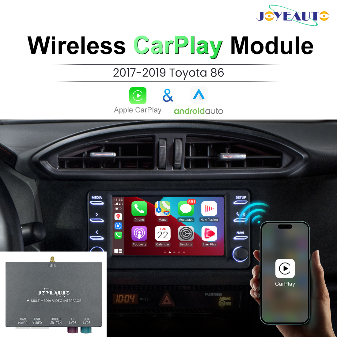 JoyeAuto Wireless CarPlay & Android Auto for Toyota 86 (2017-2019) - Retrofit