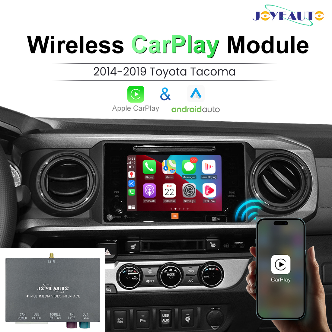 JoyeAuto Wireless CarPlay & Android Auto for Toyota Tacoma & Tundra (2014-2019)
