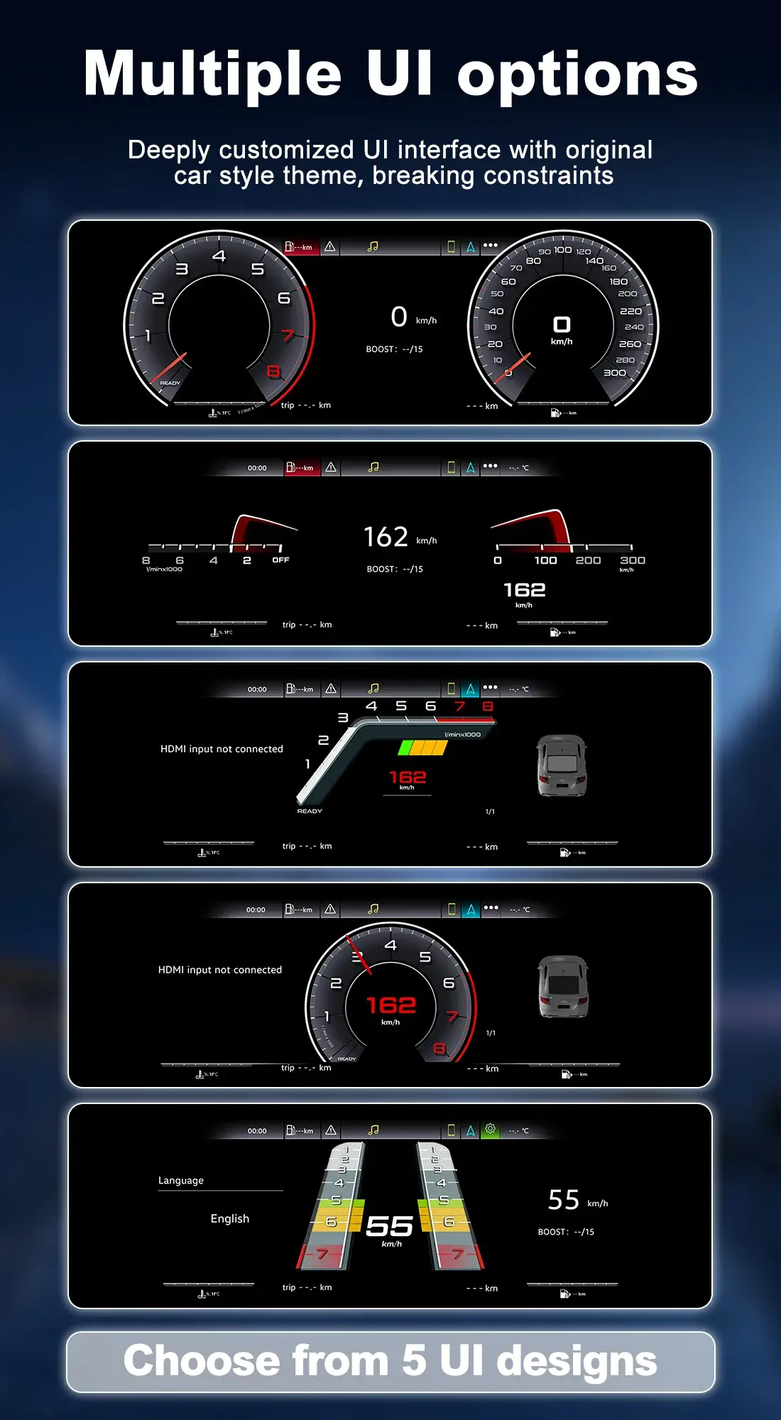 UI Themes for Audi Q5 Digital Cluster