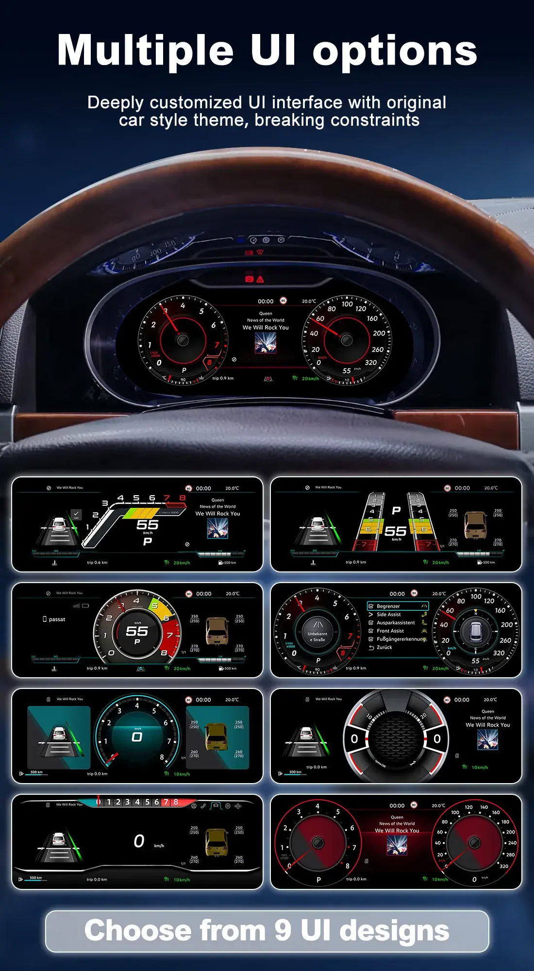 9 UI Styles for VW Touareg Digital Cluster