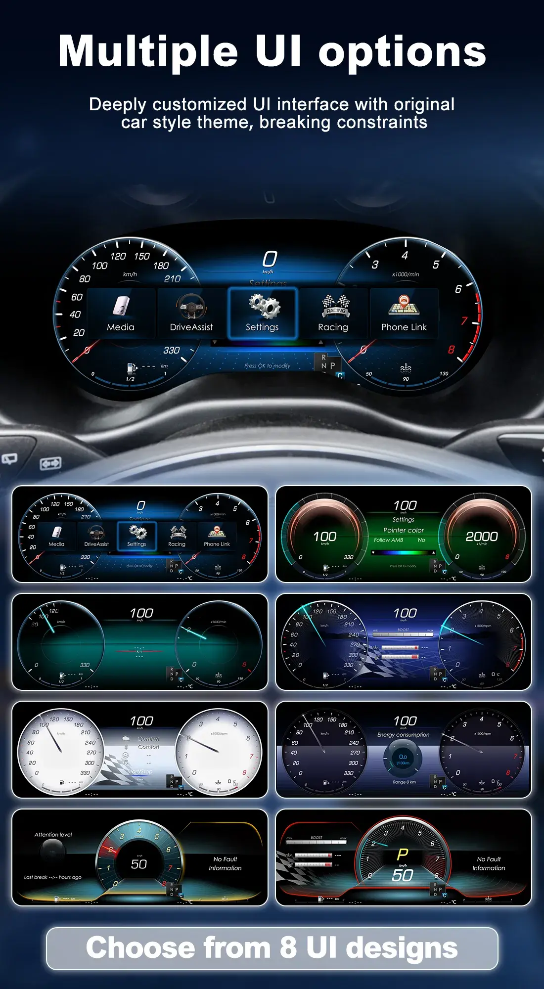 8 Customizable UI Styles for Mercedes Benz Digital Cluster Retrofit