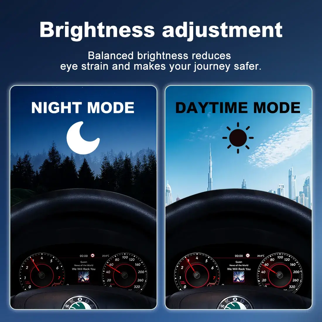 Skoda Fabia Digital Cluster Smart Integration Night Mode Test