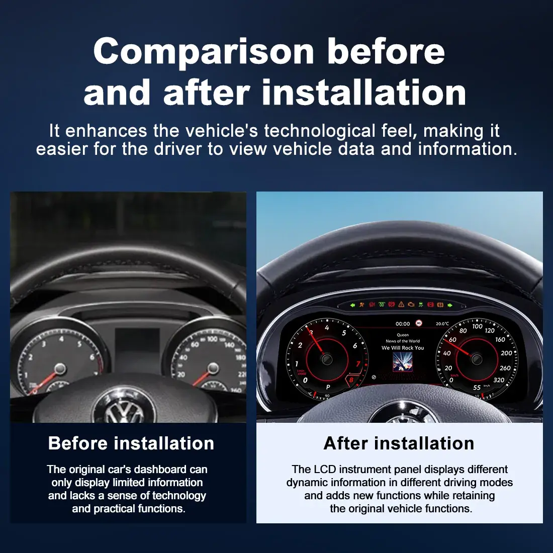 Volkswagen Digital Cluster Before After Comparison Dashboard