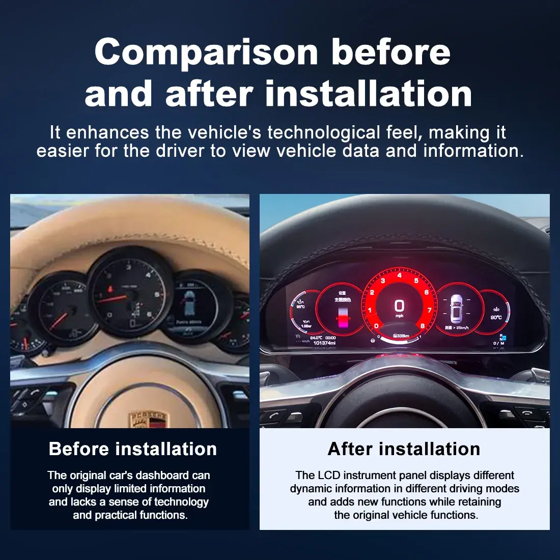 Porsche Cayenne Digital Cluster Before After Comparison Dashboard