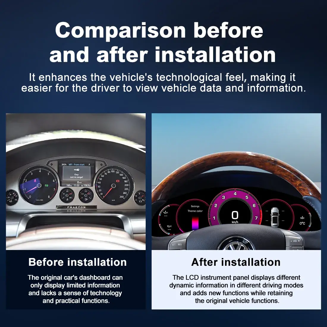 Volkswagen Phaeton Digital Cluster Before After Comparison Dashboard