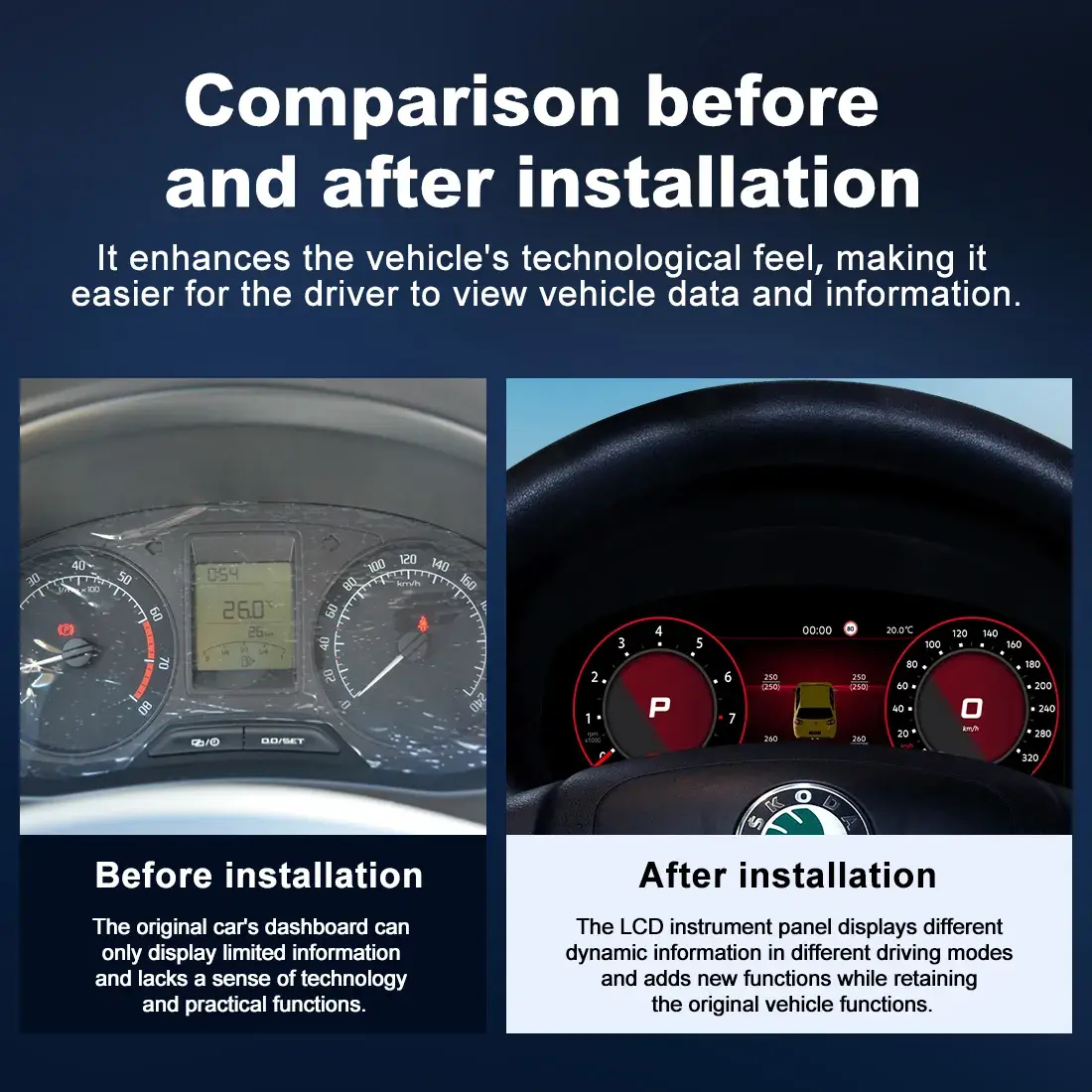 Skoda Fabia Digital Cluster Before After Comparison Dashboard