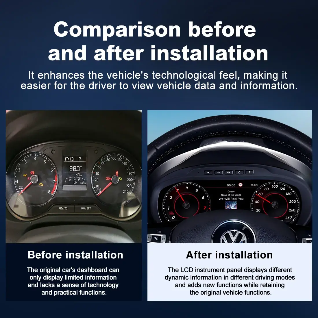 Volkswagen Digital Cluster Before After Comparison Dashboard