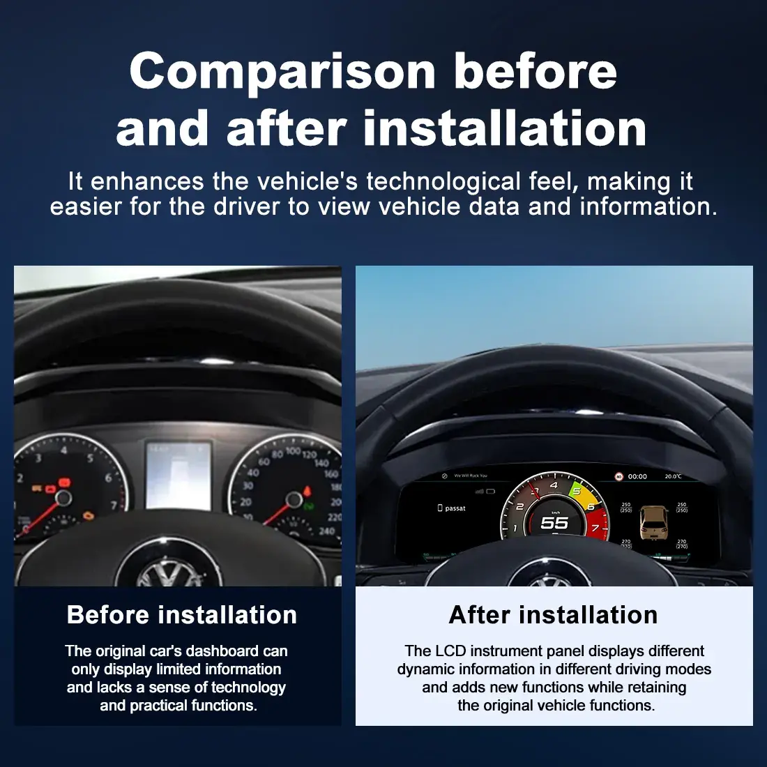 Volkswagen Digital Cluster Before After Comparison Dashboard