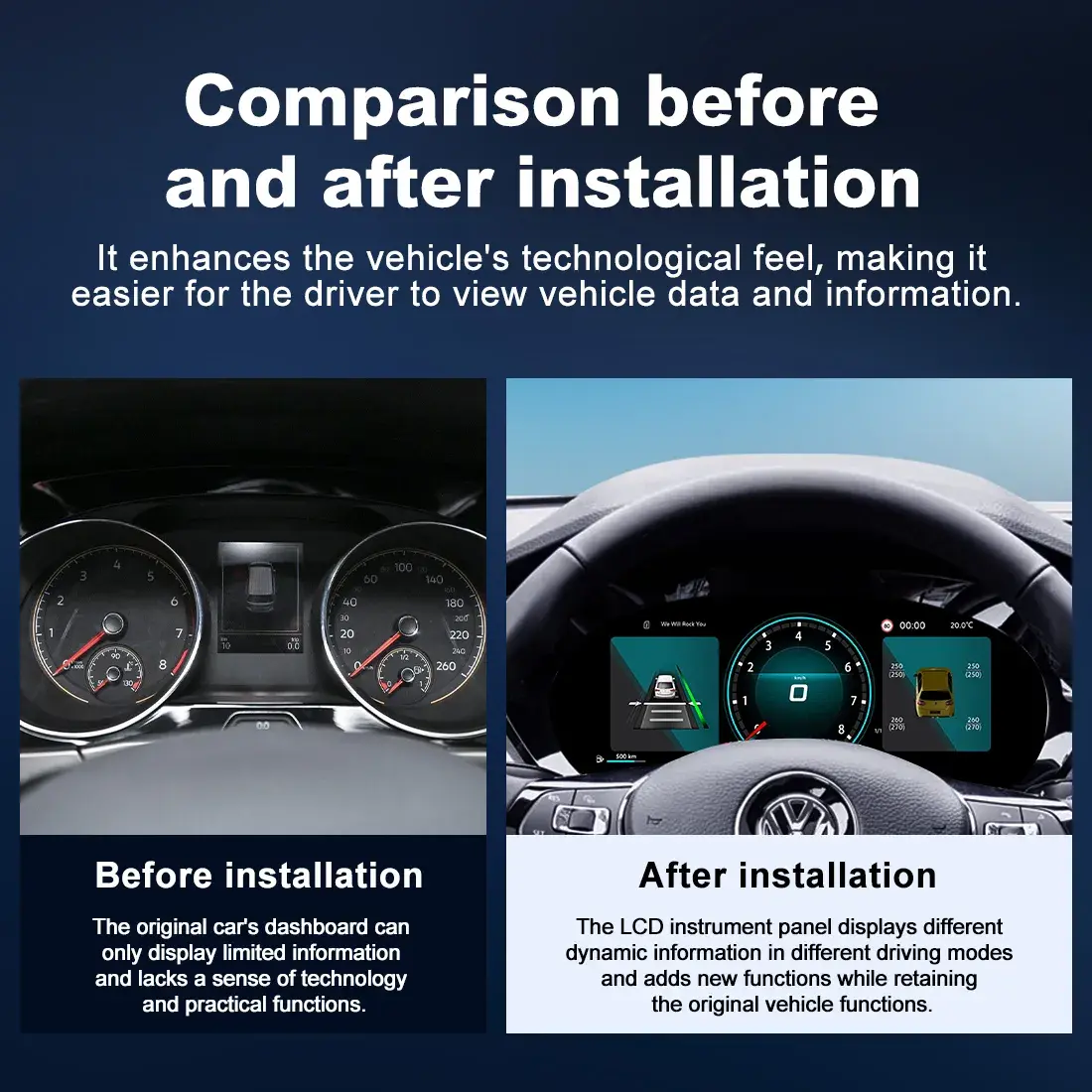 Volkswagen Digital Cluster Before After Comparison Dashboard