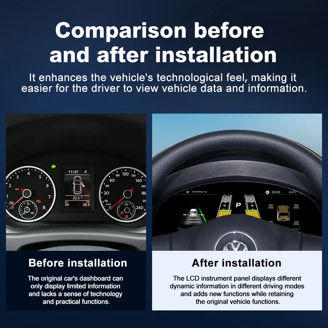 Volkswagen Digital Cluster Before After Comparison Dashboard