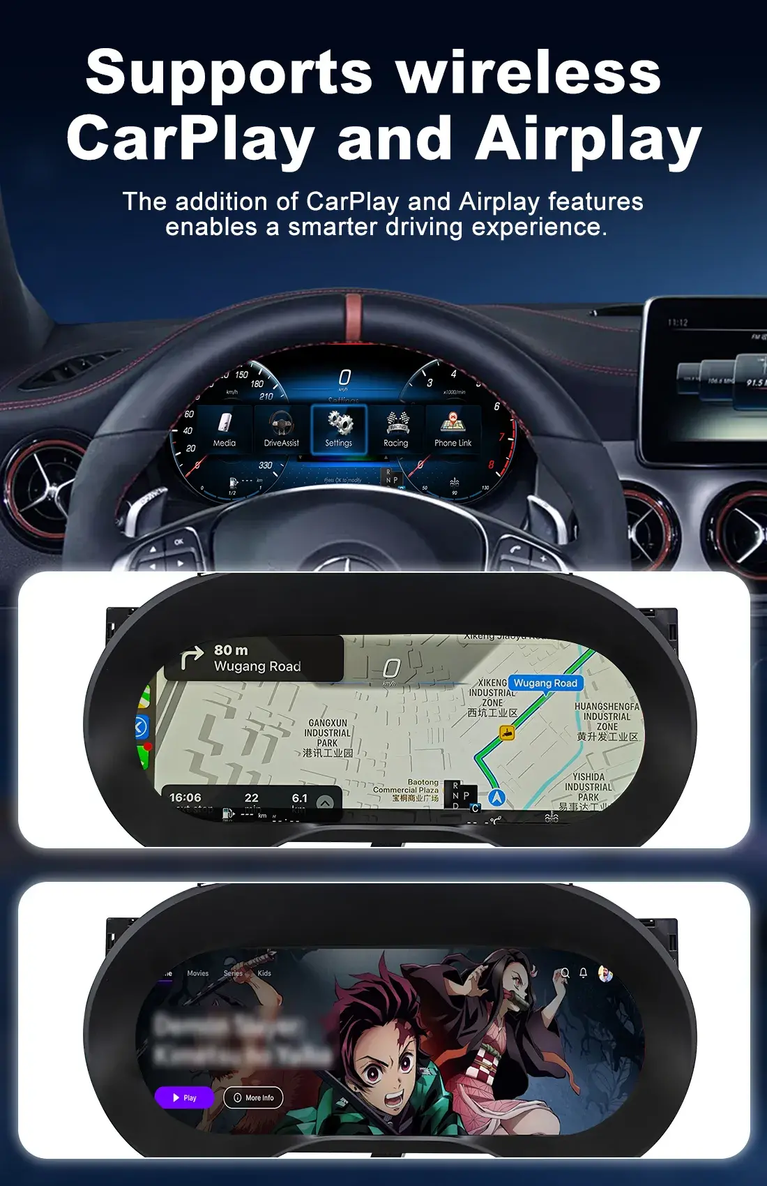 Mercedes Benz Digital Cluster Compatible with W176 C117 X156 Models