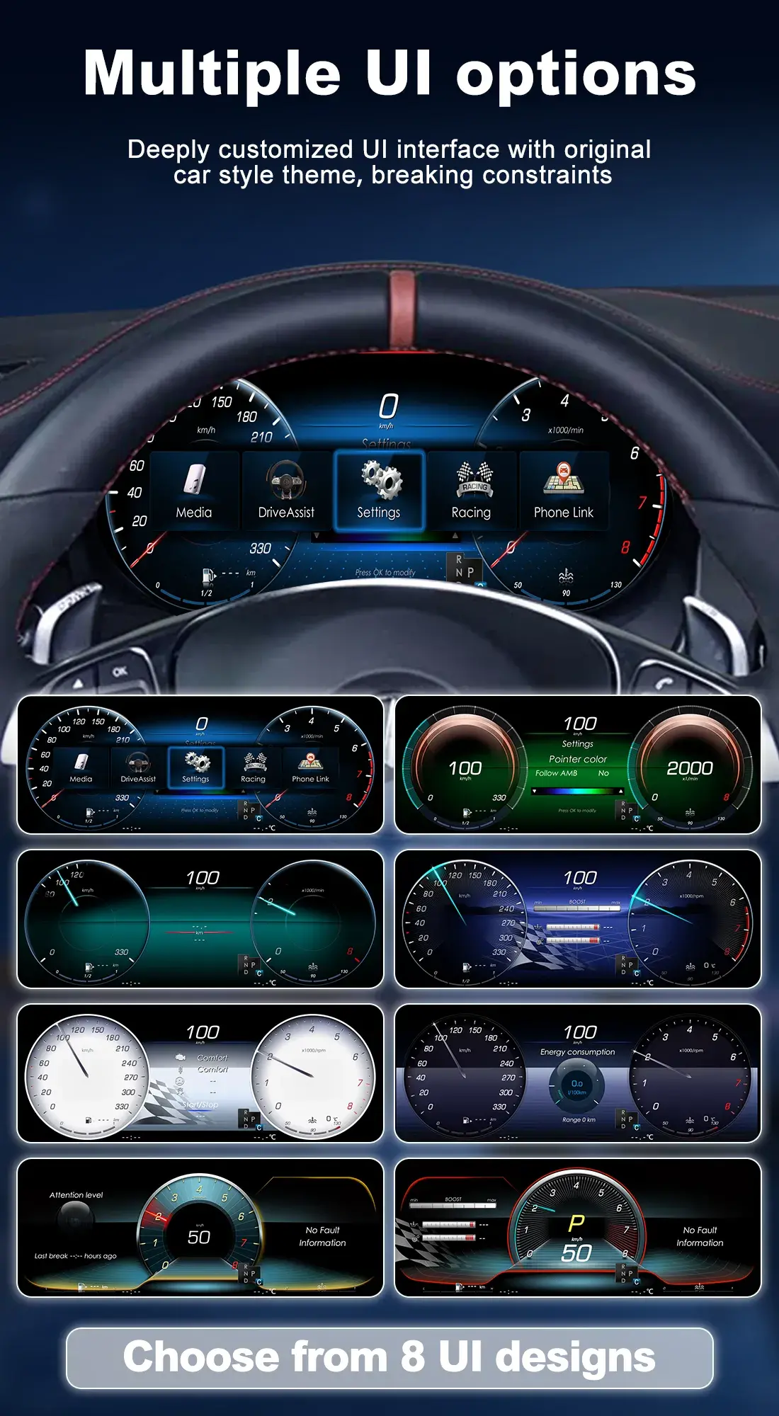 8 Customizable UI Styles for Mercedes Benz Digital Cluster Retrofit
