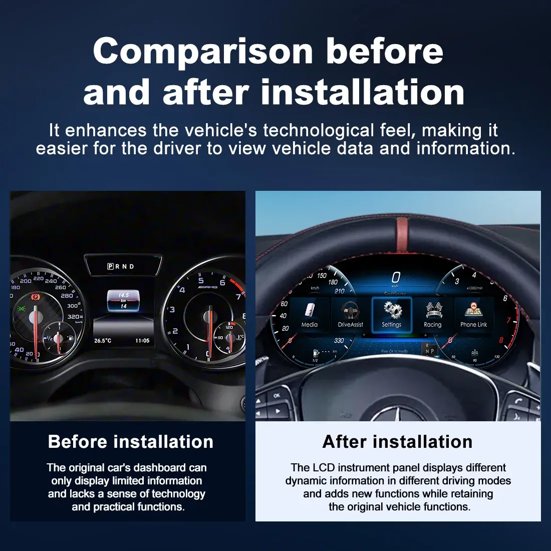 Mercedes Benz Digital Cluster Before After Comparison Dashboard