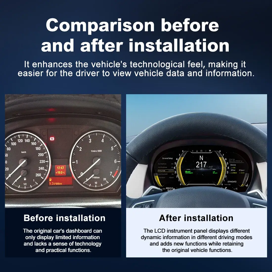 BMW Digital Cluster Before After Comparison Dashboard