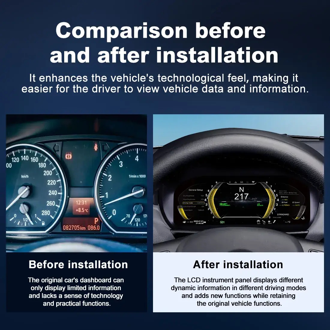 BMW Digital Cluster Before After Comparison Dashboard