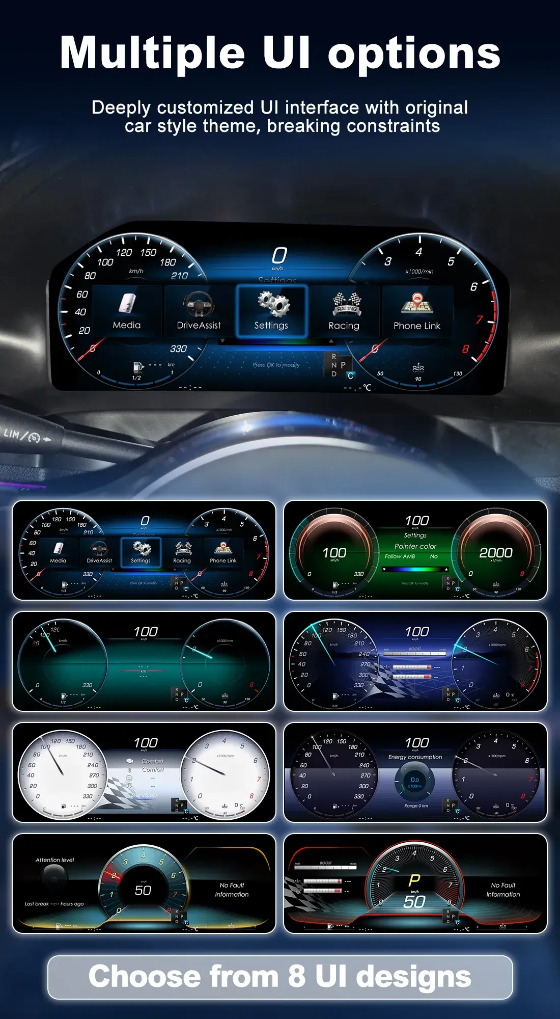 8 Customizable UI Styles for Mercedes Benz Digital Cluster Retrofit