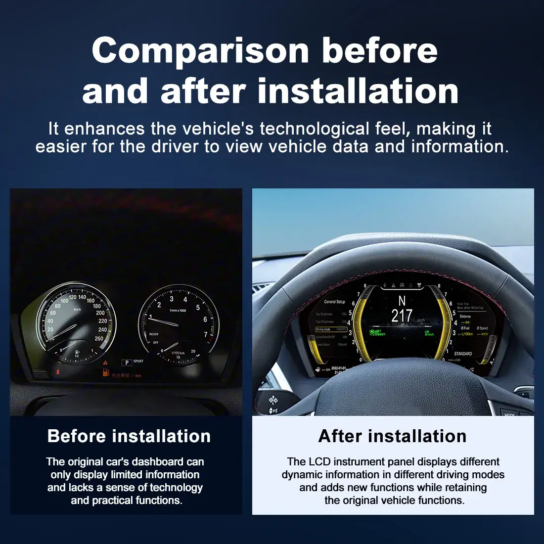 BMW Digital Cluster Before After Comparison Dashboard