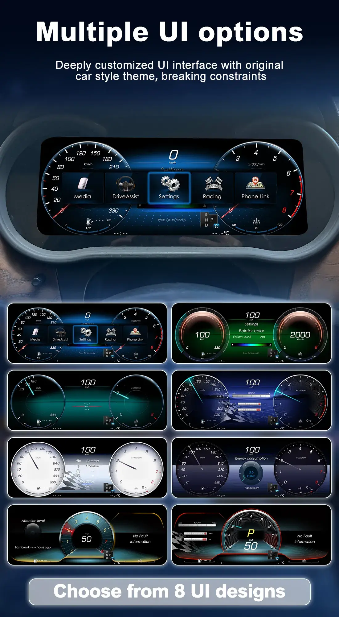 8 Customizable UI Styles for Mercedes Benz Digital Cluster Retrofit
