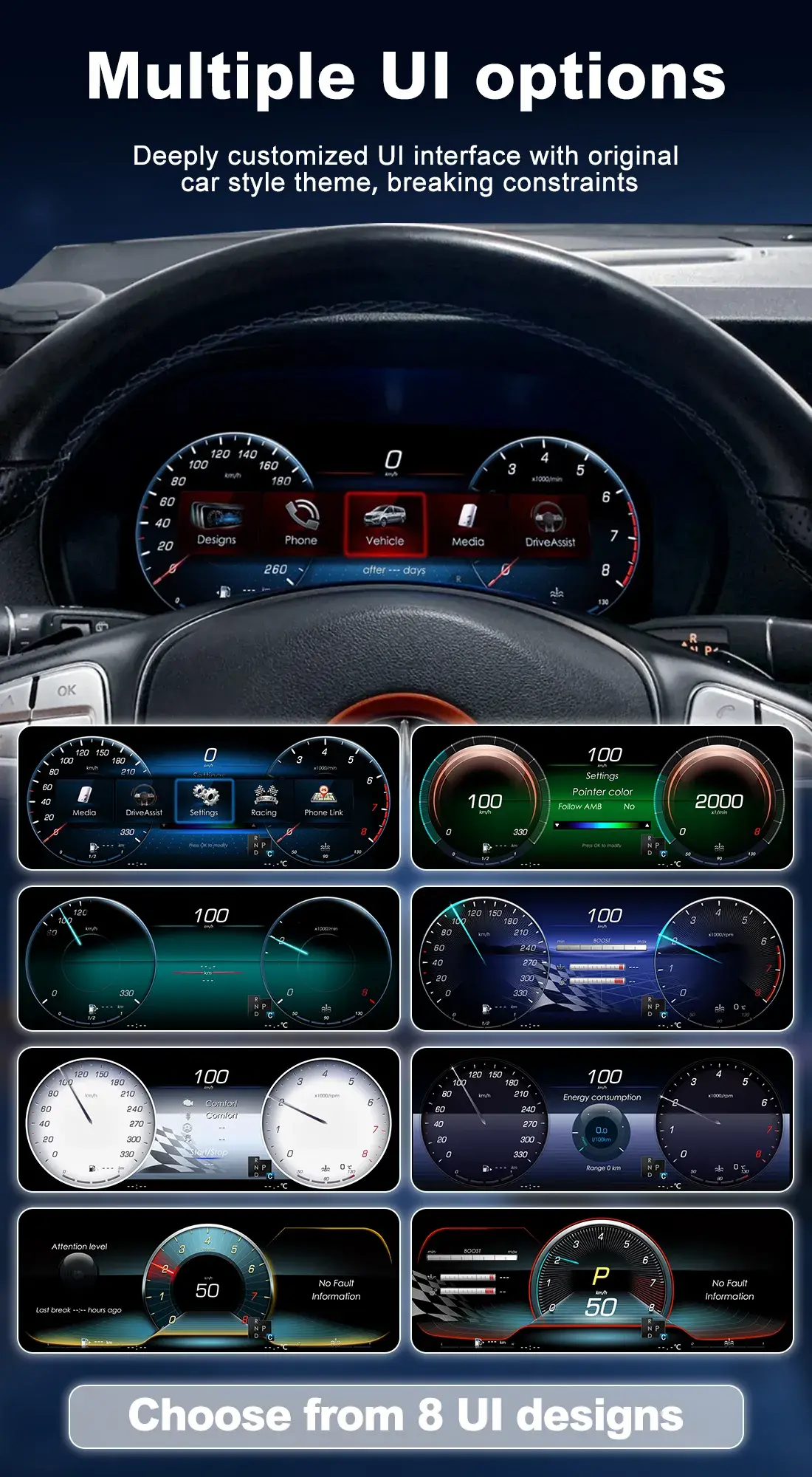 8 Customizable UI Styles for Mercedes Benz Digital Cluster Retrofit