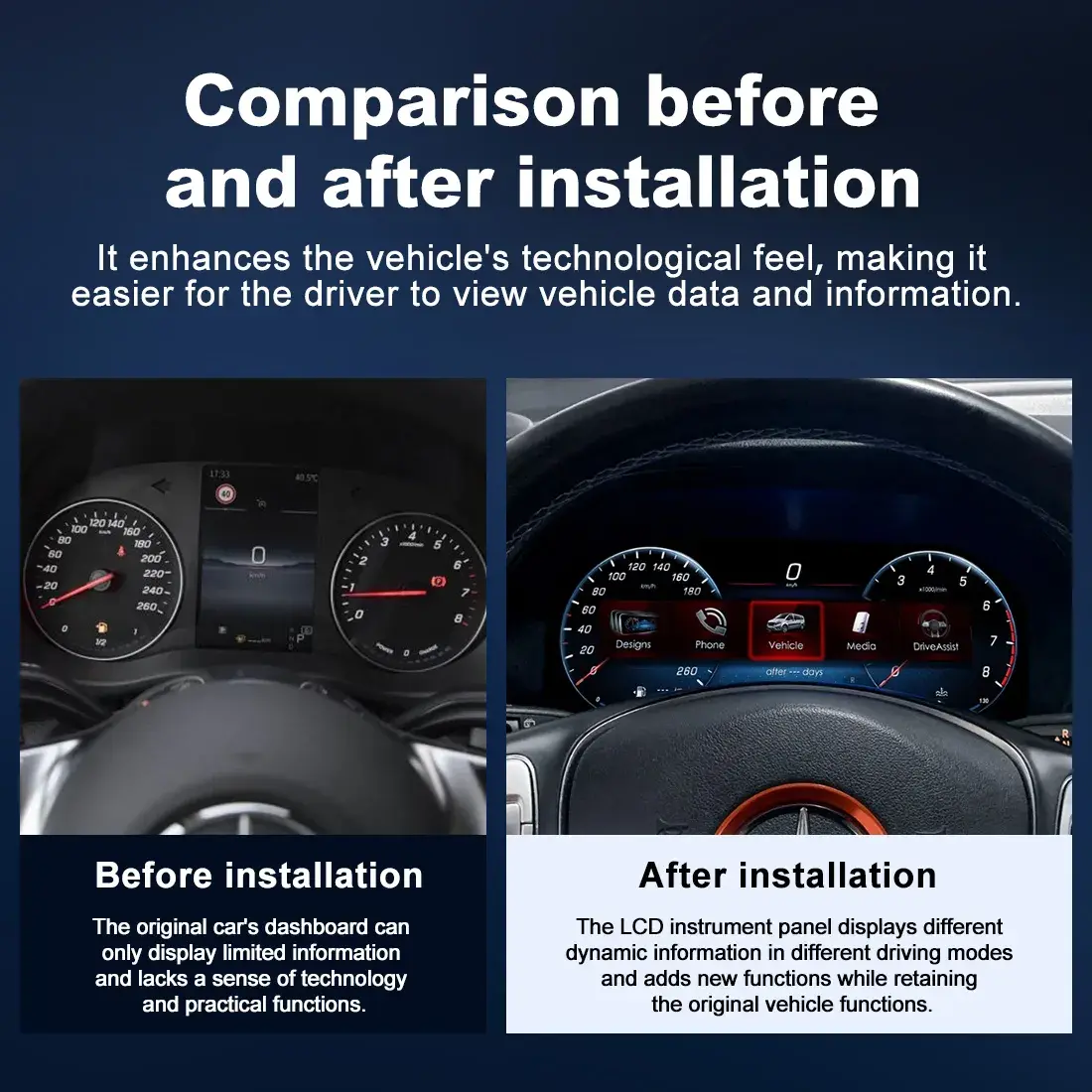Mercedes Benz Digital Cluster Before After Comparison Dashboard